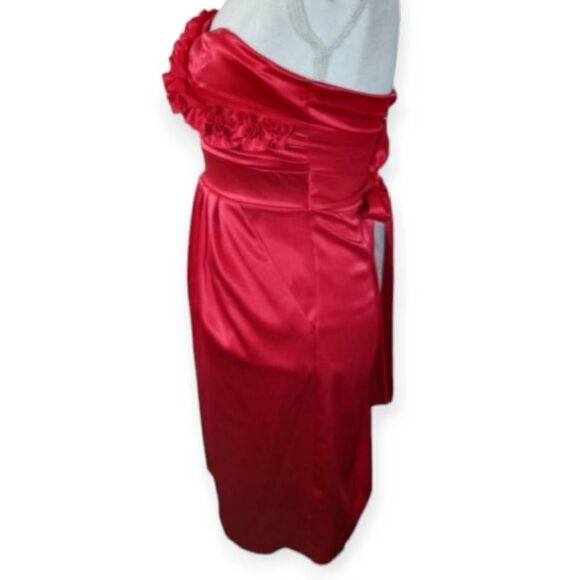 BCX RED STRAPLESS SATIN DRESS SZ.1 EUC - Picture 4 of 8